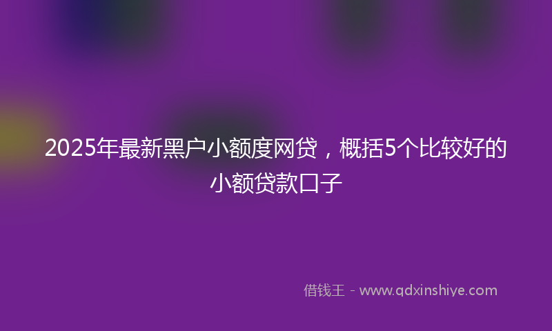 2025年最新黑户小额度网贷，概括5个比较好的小额贷款口子