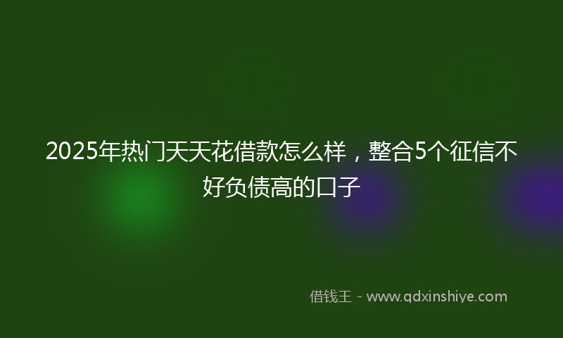 2025年热门天天花借款怎么样，整合5个征信不好负债高的口子