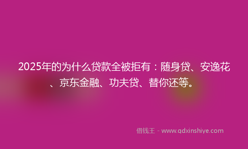 2025年的为什么贷款全被拒有：随身贷、安逸花、京东金融、功夫贷、替你还等。