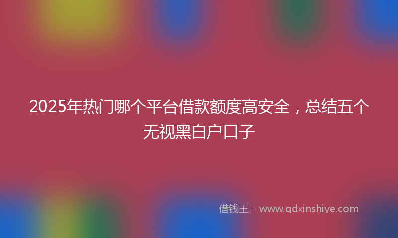 2025年热门哪个平台借款额度高安全，总结五个无视黑白户口子