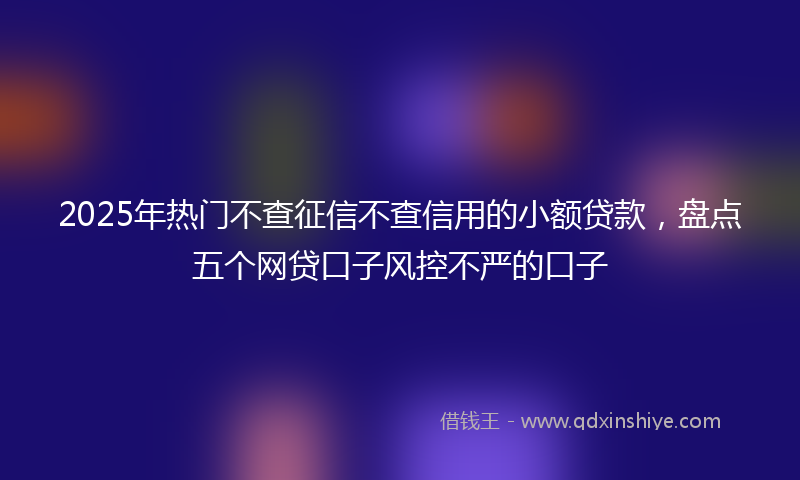 2025年热门不查征信不查信用的小额贷款，盘点五个网贷口子风控不严的口子