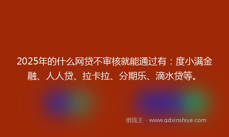2025年的什么网贷不审核就能通过有：度小满金融、人人贷、拉卡拉、分期乐、滴水贷等。