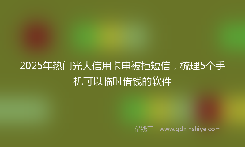 2025年热门光大信用卡申被拒短信，梳理5个手机可以临时借钱的软件