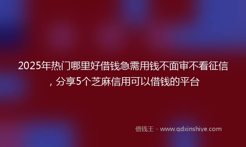 2025年热门哪里好借钱急需用钱不面审不看征信，分享5个芝麻信用可以借钱的平台