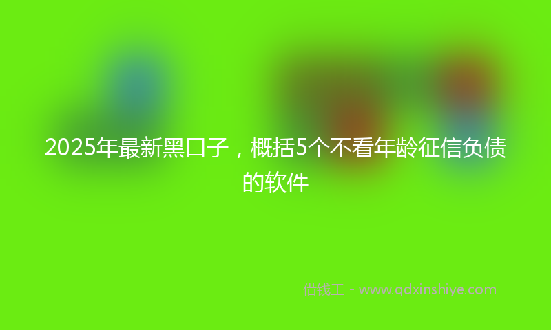 2025年最新黑口子，概括5个不看年龄征信负债的软件