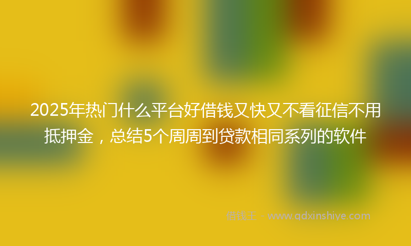 2025年热门什么平台好借钱又快又不看征信不用抵押金，总结5个周周到贷款相同系列的软件
