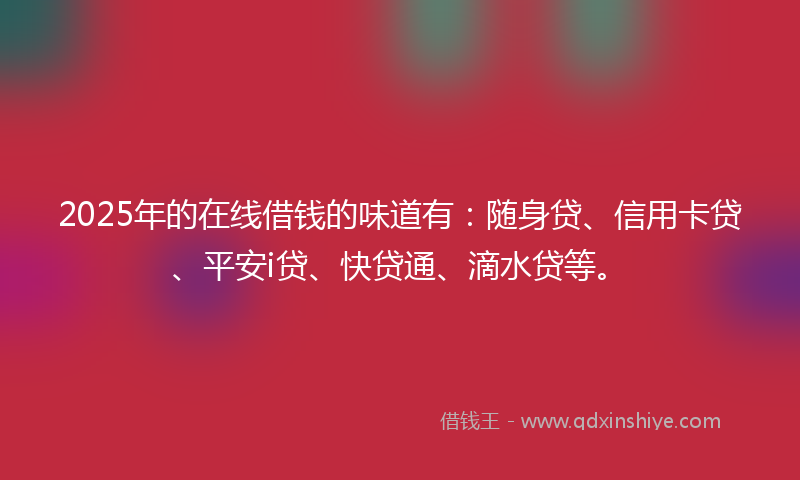 2025年的在线借钱的味道有：随身贷、信用卡贷、平安i贷、快贷通、滴水贷等。