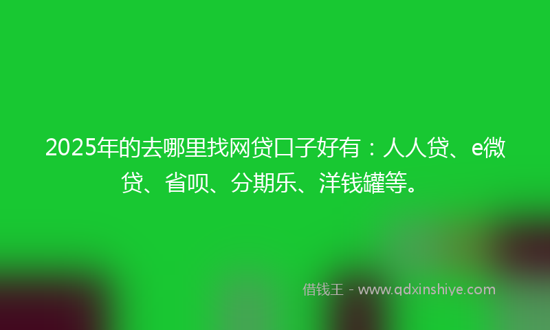 2025年的去哪里找网贷口子好有：人人贷、e微贷、省呗、分期乐、洋钱罐等。