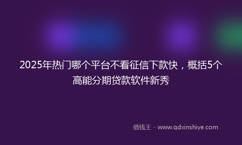 2025年热门哪个平台不看征信下款快，概括5个高能分期贷款软件新秀