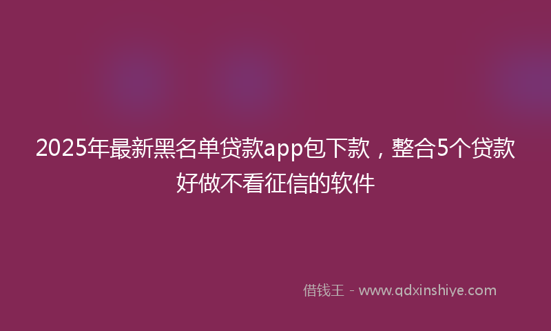2025年最新黑名单贷款app包下款，整合5个贷款好做不看征信的软件