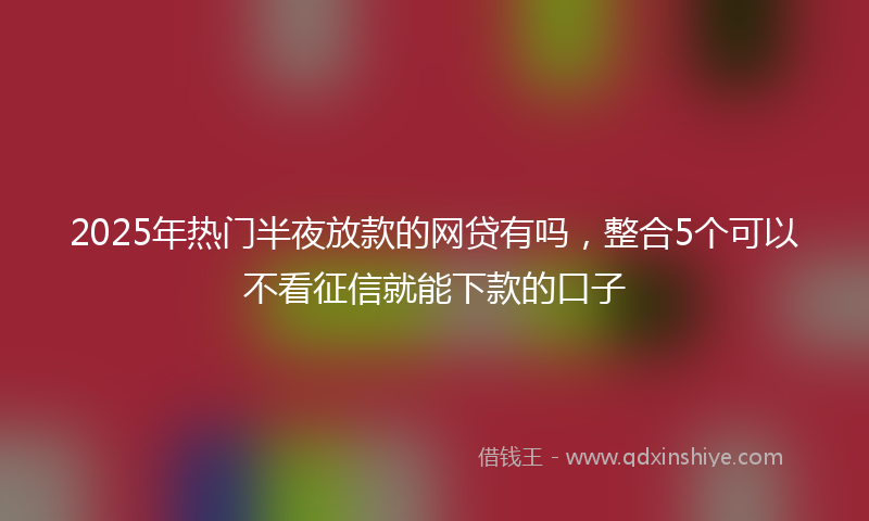 2025年热门半夜放款的网贷有吗，整合5个可以不看征信就能下款的口子