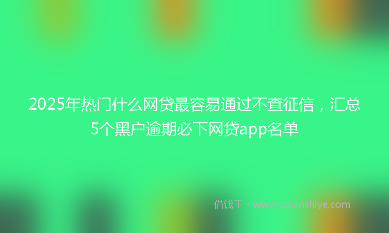 2025年热门什么网贷最容易通过不查征信，汇总5个黑户逾期必下网贷app名单