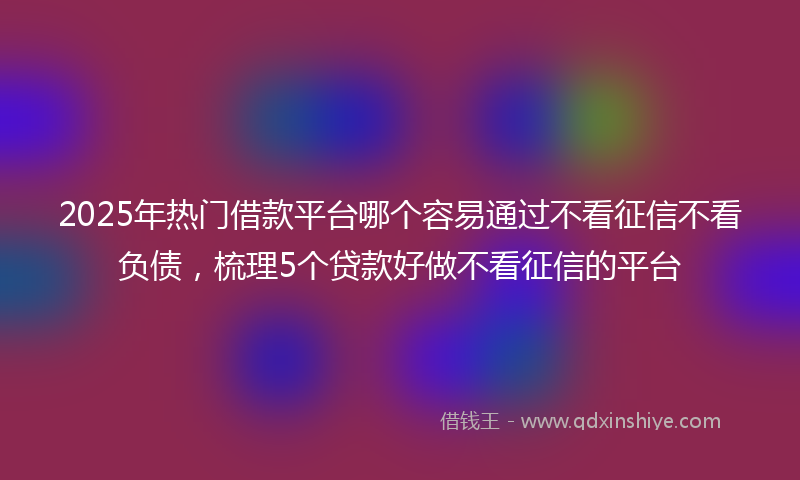 2025年热门借款平台哪个容易通过不看征信不看负债，梳理5个贷款好做不看征信的平台