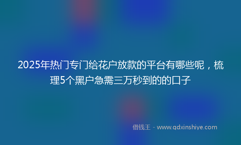 2025年热门专门给花户放款的平台有哪些呢，梳理5个黑户急需三万秒到的的口子