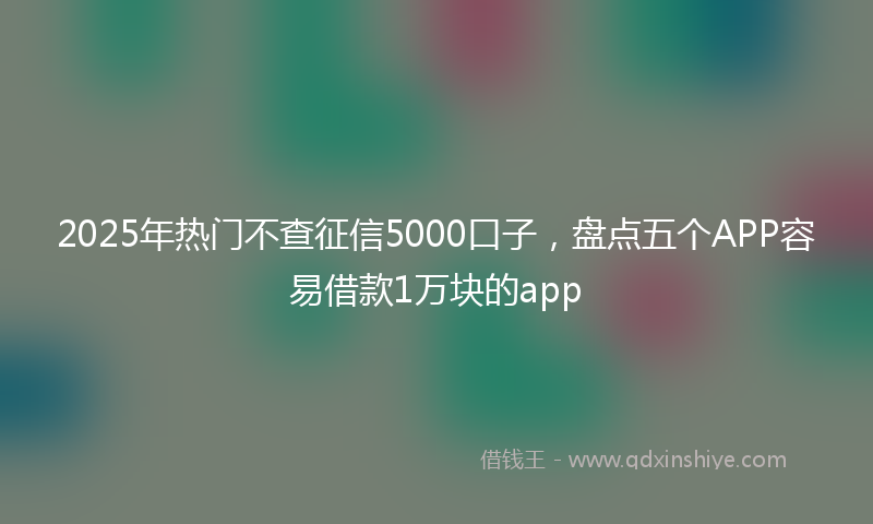 2025年热门不查征信5000口子，盘点五个APP容易借款1万块的app