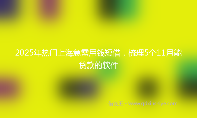 2025年热门上海急需用钱短借，梳理5个11月能贷款的软件