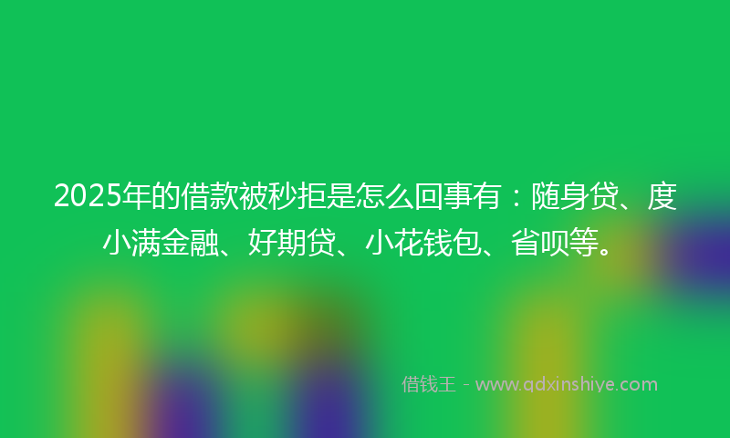 2025年的借款被秒拒是怎么回事有：随身贷、度小满金融、好期贷、小花钱包、省呗等。