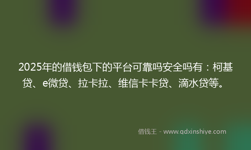 2025年的借钱包下的平台可靠吗安全吗有：柯基贷、e微贷、拉卡拉、维信卡卡贷、滴水贷等。