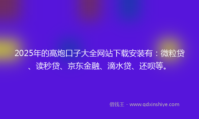 2025年的高炮口子大全网站下载安装有：微粒贷、读秒贷、京东金融、滴水贷、还呗等。
