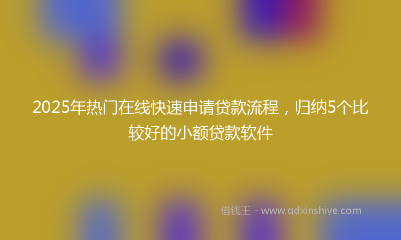 2025年热门在线快速申请贷款流程，归纳5个比较好的小额贷款软件