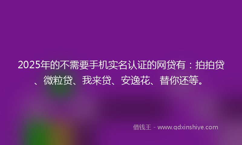 2025年的不需要手机实名认证的网贷有：拍拍贷、微粒贷、我来贷、安逸花、替你还等。