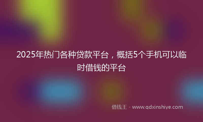 2025年热门各种贷款平台，概括5个手机可以临时借钱的平台