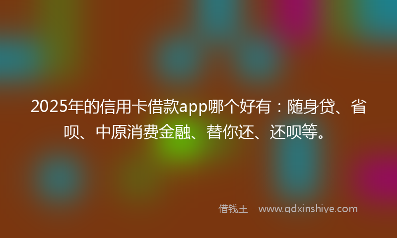 2025年的信用卡借款app哪个好有：随身贷、省呗、中原消费金融、替你还、还呗等。