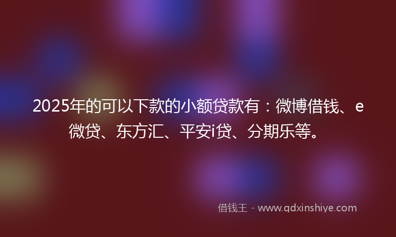 2025年的可以下款的小额贷款有：微博借钱、e微贷、东方汇、平安i贷、分期乐等。