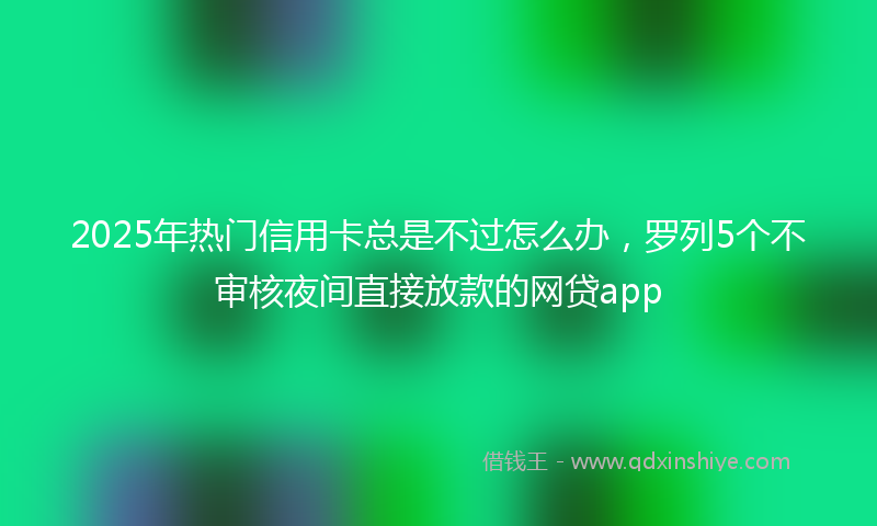 2025年热门信用卡总是不过怎么办，罗列5个不审核夜间直接放款的网贷app