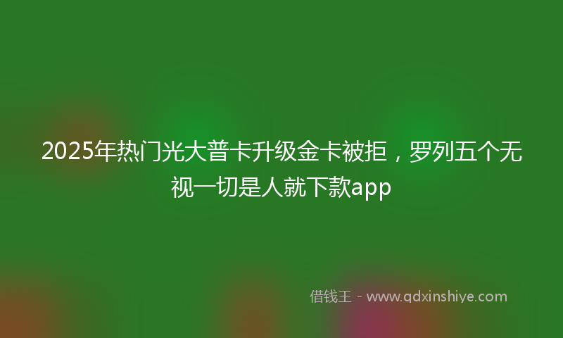2025年热门光大普卡升级金卡被拒，罗列五个无视一切是人就下款app