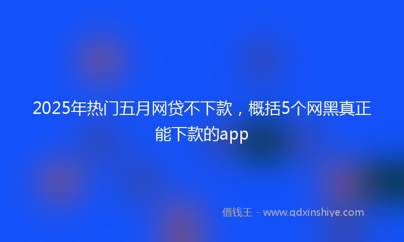 2025年热门五月网贷不下款，概括5个网黑真正能下款的app