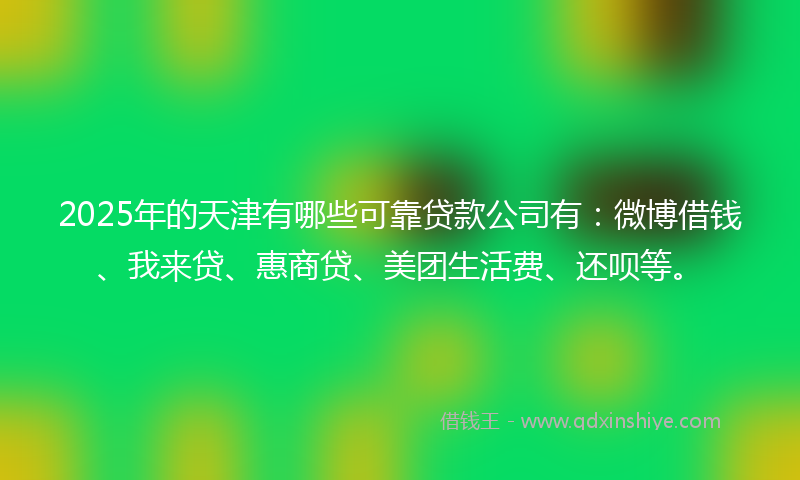 2025年的天津有哪些可靠贷款公司有：微博借钱、我来贷、惠商贷、美团生活费、还呗等。
