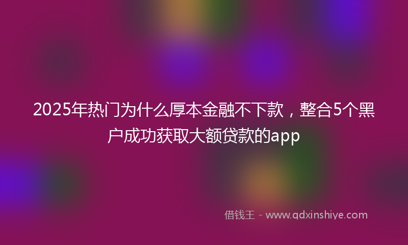 2025年热门为什么厚本金融不下款，整合5个黑户成功获取大额贷款的app