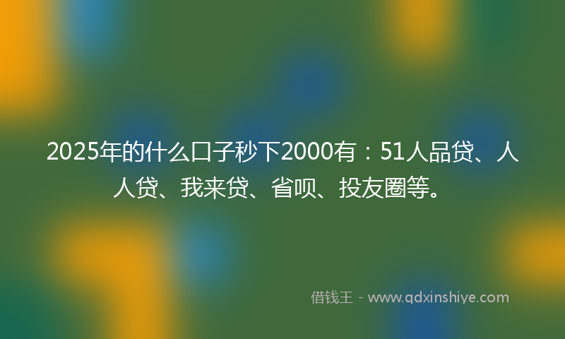 2025年的什么口子秒下2000有：51人品贷、人人贷、我来贷、省呗、投友圈等。
