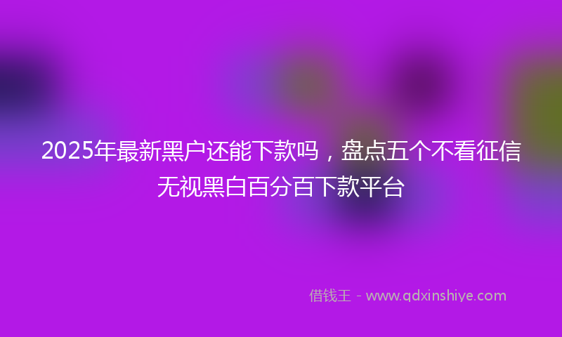 2025年最新黑户还能下款吗，盘点五个不看征信无视黑白百分百下款平台