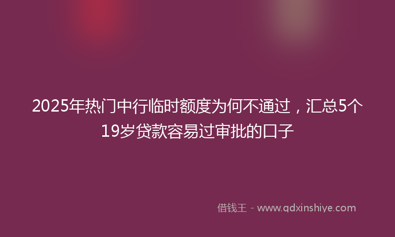 2025年热门中行临时额度为何不通过，汇总5个19岁贷款容易过审批的口子