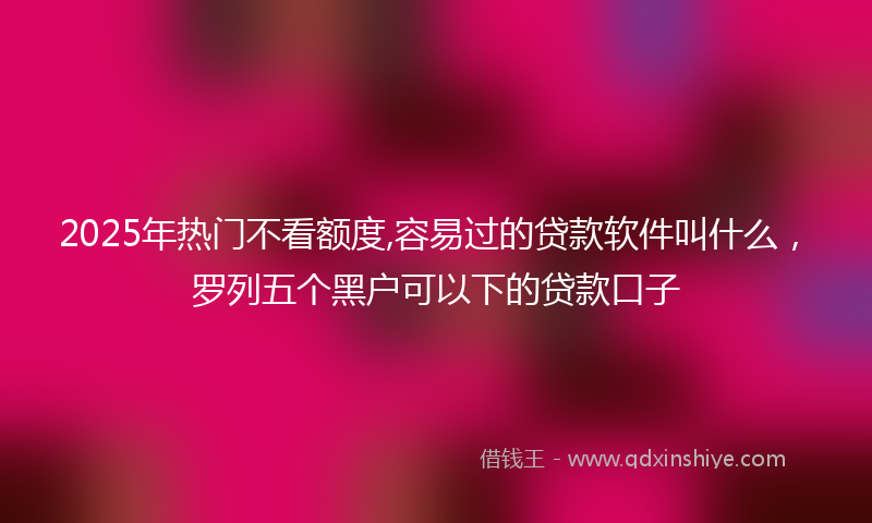 2025年热门不看额度,容易过的贷款软件叫什么，罗列五个黑户可以下的贷款口子