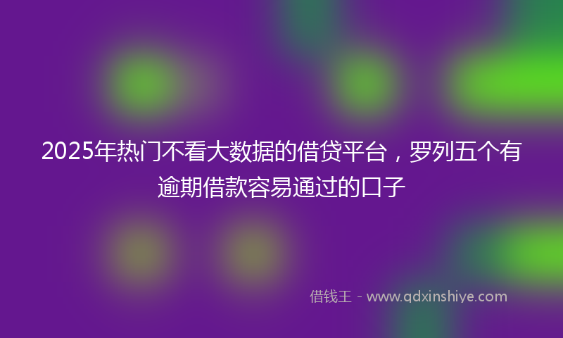 2025年热门不看大数据的借贷平台，罗列五个有逾期借款容易通过的口子
