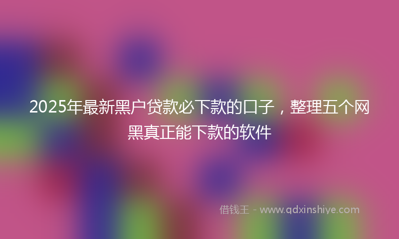 2025年最新黑户贷款必下款的口子，整理五个网黑真正能下款的软件
