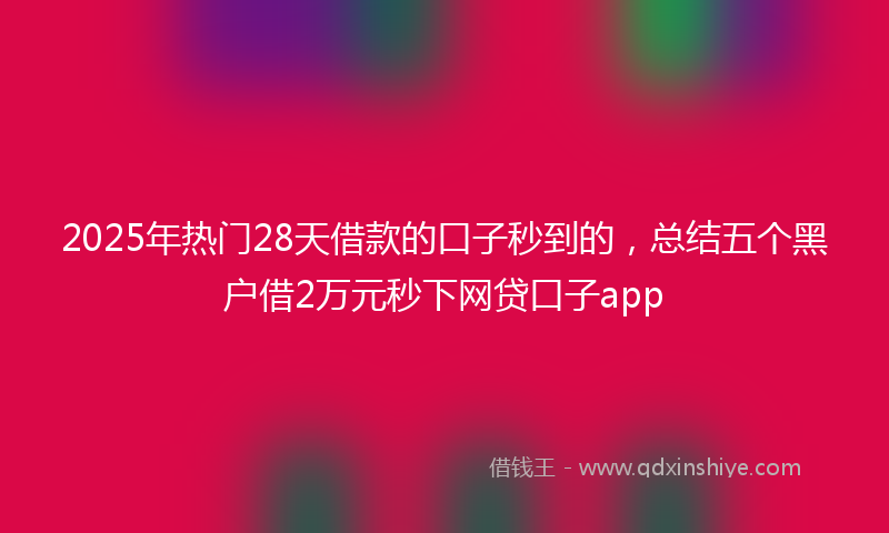 2025年热门28天借款的口子秒到的，总结五个黑户借2万元秒下网贷口子app