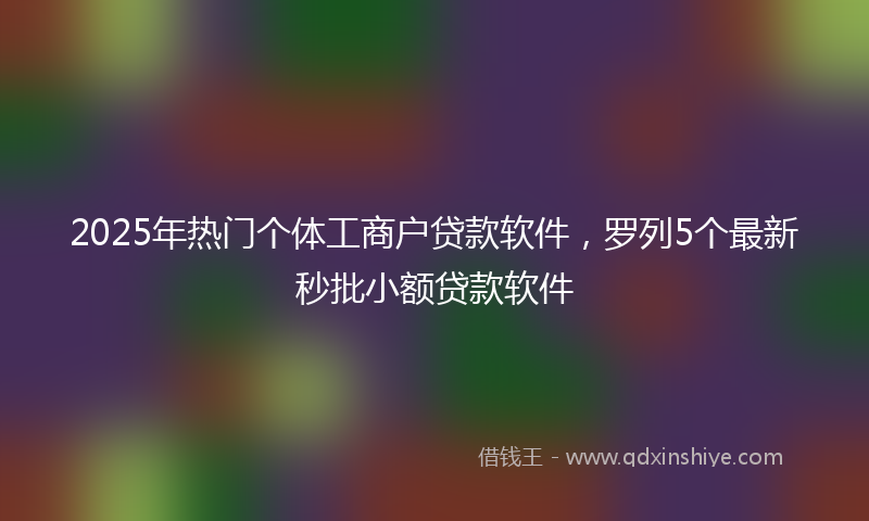 2025年热门个体工商户贷款软件，罗列5个最新秒批小额贷款软件