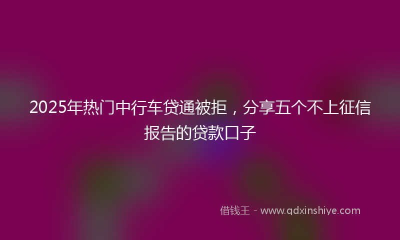 2025年热门中行车贷通被拒，分享五个不上征信报告的贷款口子