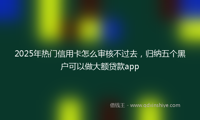 2025年热门信用卡怎么审核不过去，归纳五个黑户可以做大额贷款app