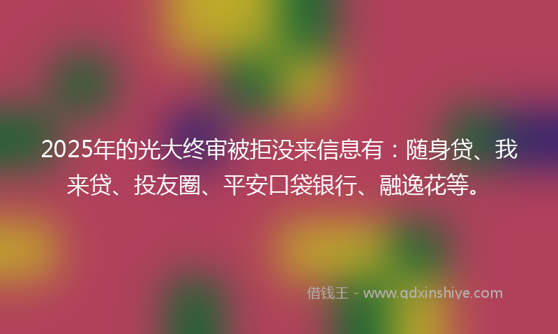 2025年的光大终审被拒没来信息有：随身贷、我来贷、投友圈、平安口袋银行、融逸花等。
