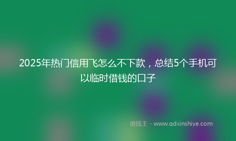 2025年热门信用飞怎么不下款，总结5个手机可以临时借钱的口子