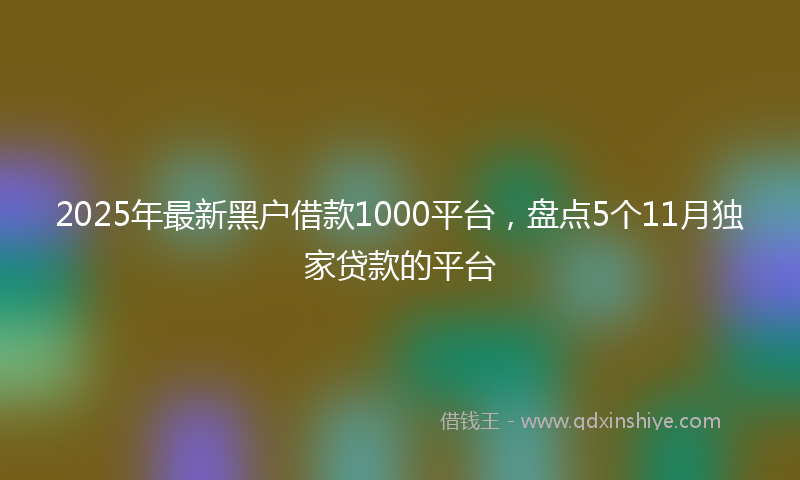 2025年最新黑户借款1000平台，盘点5个11月独家贷款的平台