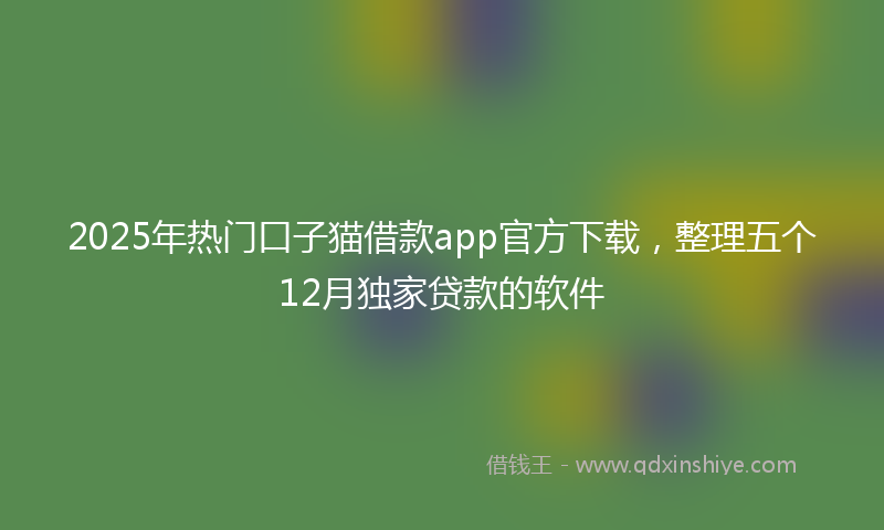 2025年热门口子猫借款app官方下载，整理五个12月独家贷款的软件