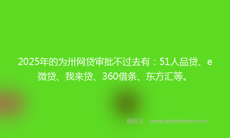 2025年的为卅网贷审批不过去有：51人品贷、e微贷、我来贷、360借条、东方汇等。