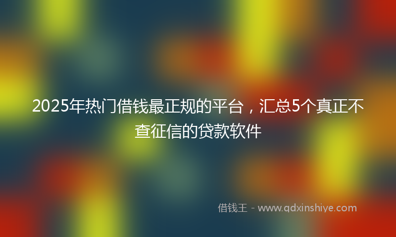 2025年热门借钱最正规的平台，汇总5个真正不查征信的贷款软件