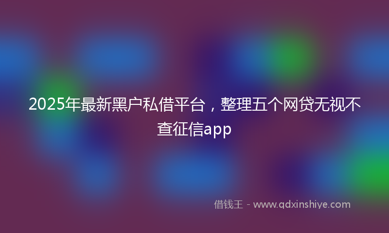 2025年最新黑户私借平台，整理五个网贷无视不查征信app